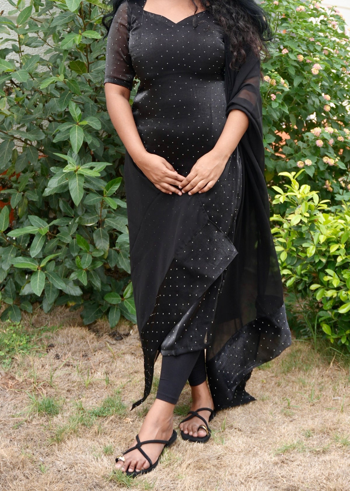 Black viscose tissue set in Viscose Tissue – Kurta Set by Dharvi by Rachana