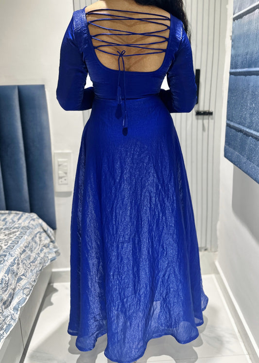 Royal blue space silk Anarkali in Space Silk – Anarkali Set by Dharvi by Rachana (view 2)