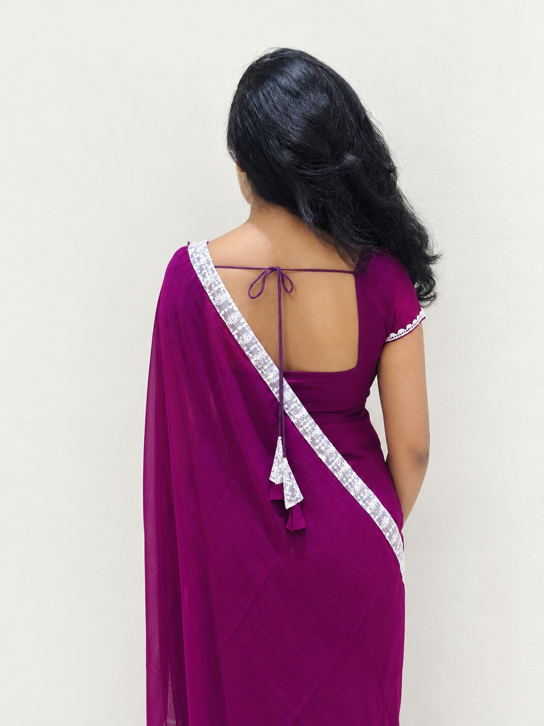 Grape lace kurti set in Chiffon – ethnic wear by Dharvi by Rachana