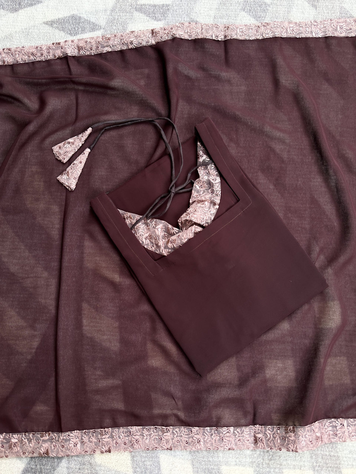 Coffee brown chiffon set in Chiffon – Kurta Set by Dharvi by Rachana