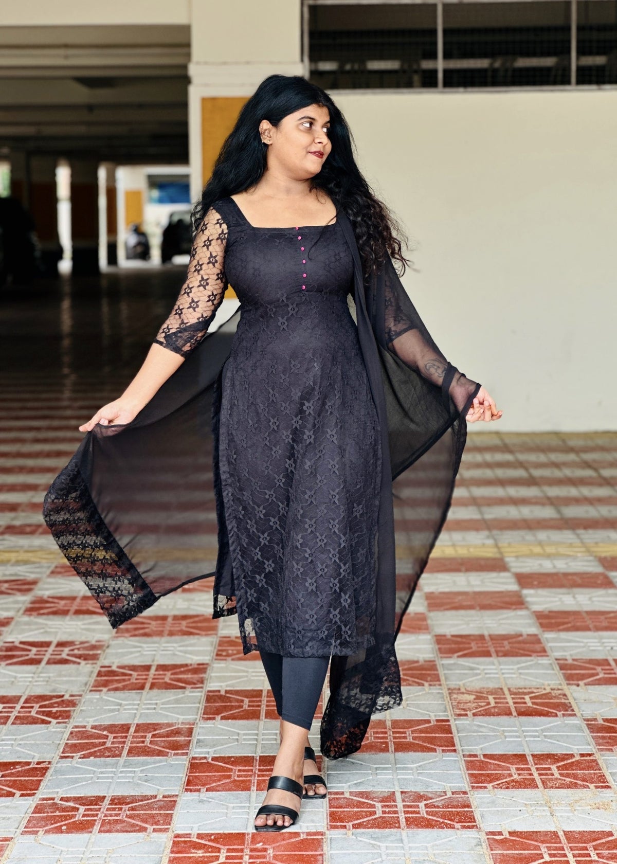 Black Soft Net lace kurti set in Lace – Kurta Set by Dharvi by Rachana