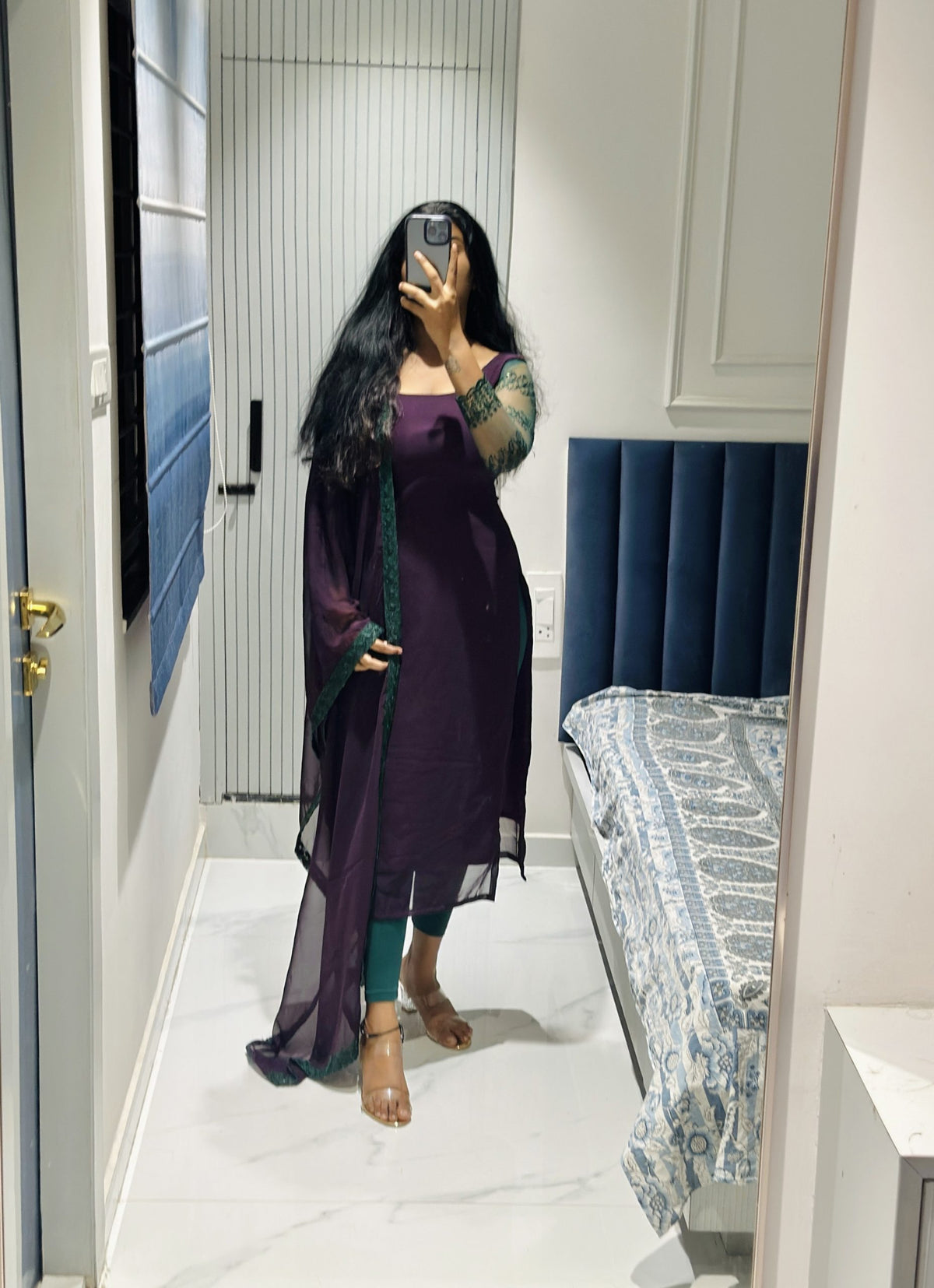 Deep purple Georgette kurta in Soft Georgette – Kurta Set by Dharvi by Rachana (view 2)