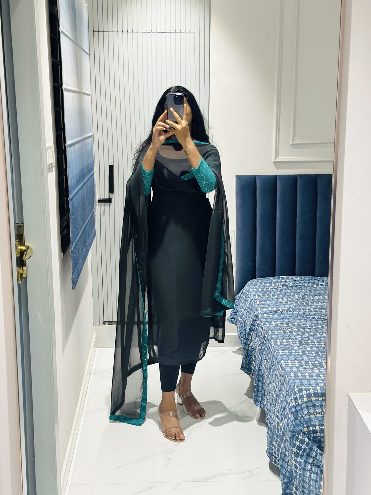 Black chiffon Kurti in Georgette – Kurta Set by Dharvi by Rachana (view 6)