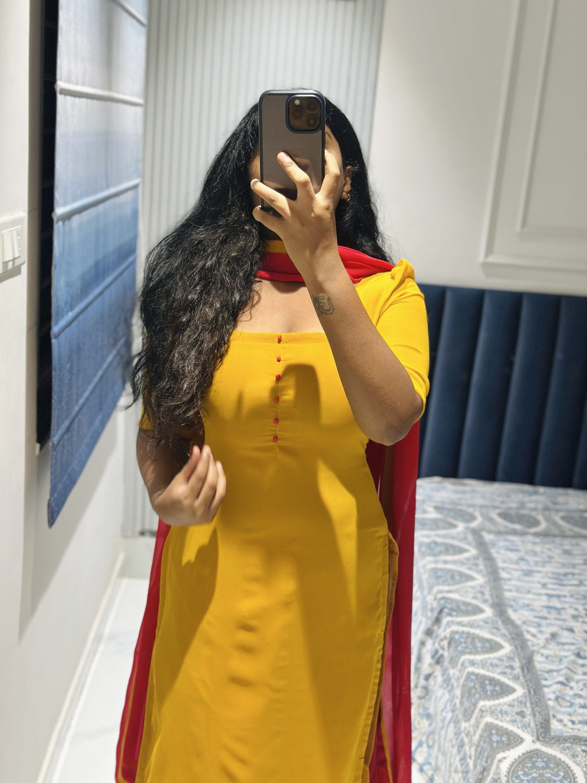 Mustard yellow georgette set in Soft Georgette – Kurta Set by Dharvi by Rachana