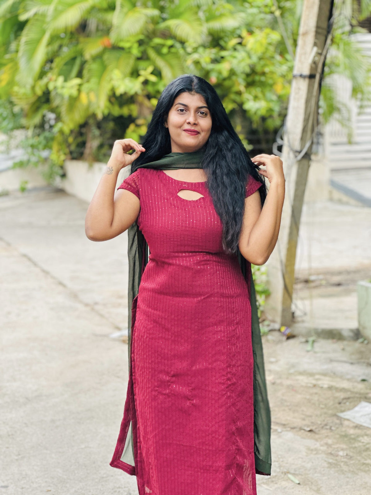 Maroon georgette embroidered kurti in Georgette – Kurta Set by Dharvi by Rachana