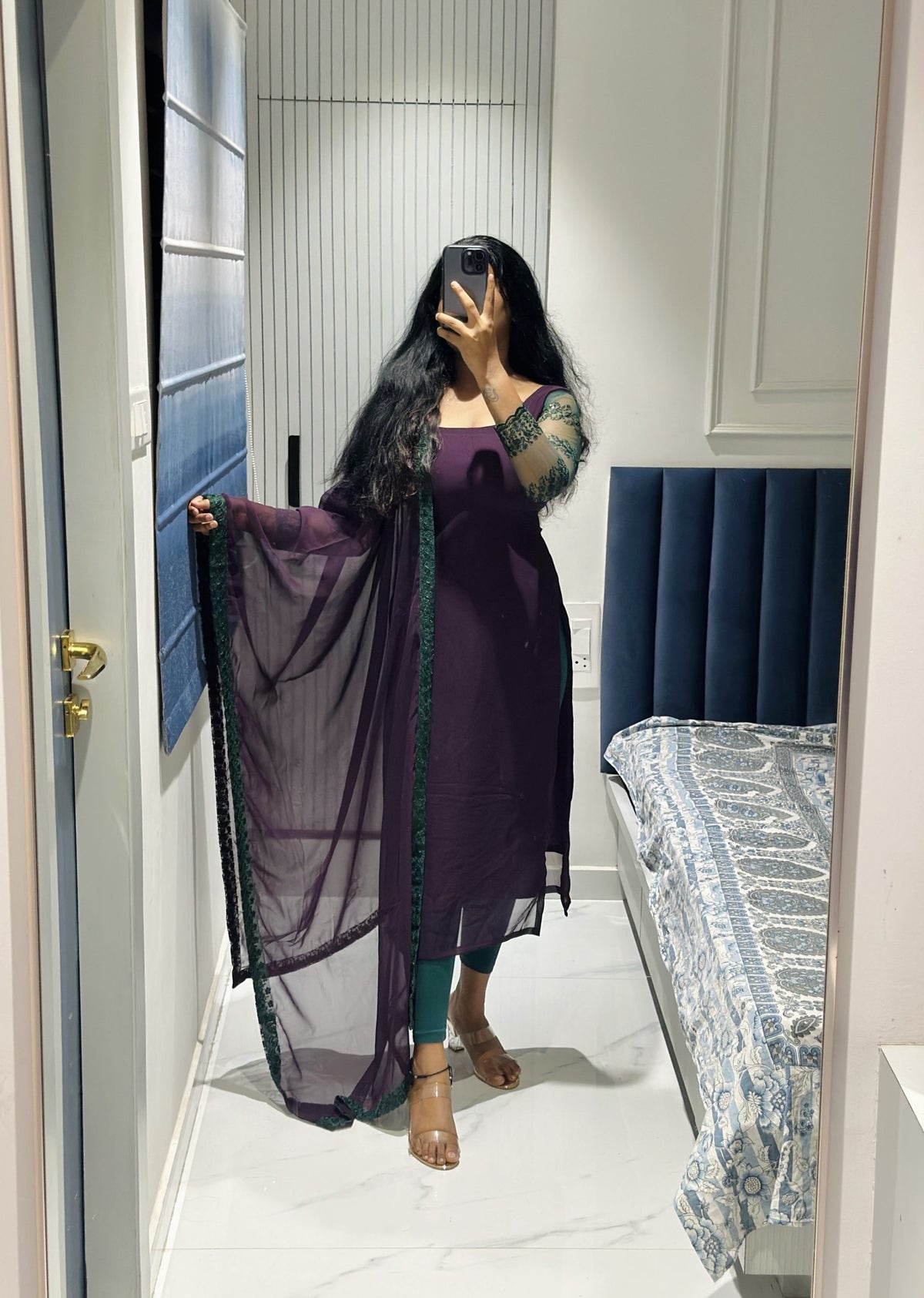 Deep purple Georgette kurta in Soft Georgette – Kurta Set by Dharvi by Rachana