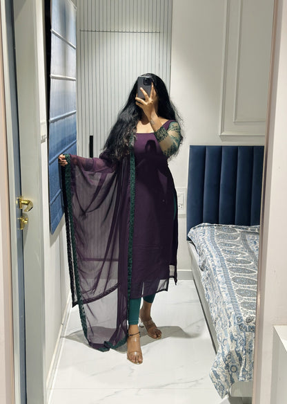 Deep purple Georgette kurta
