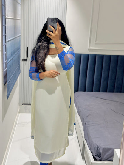 Off white georgette kurti set