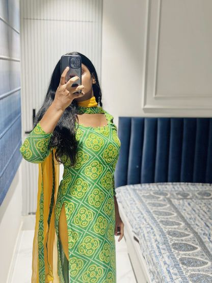 Parrot green Kota set