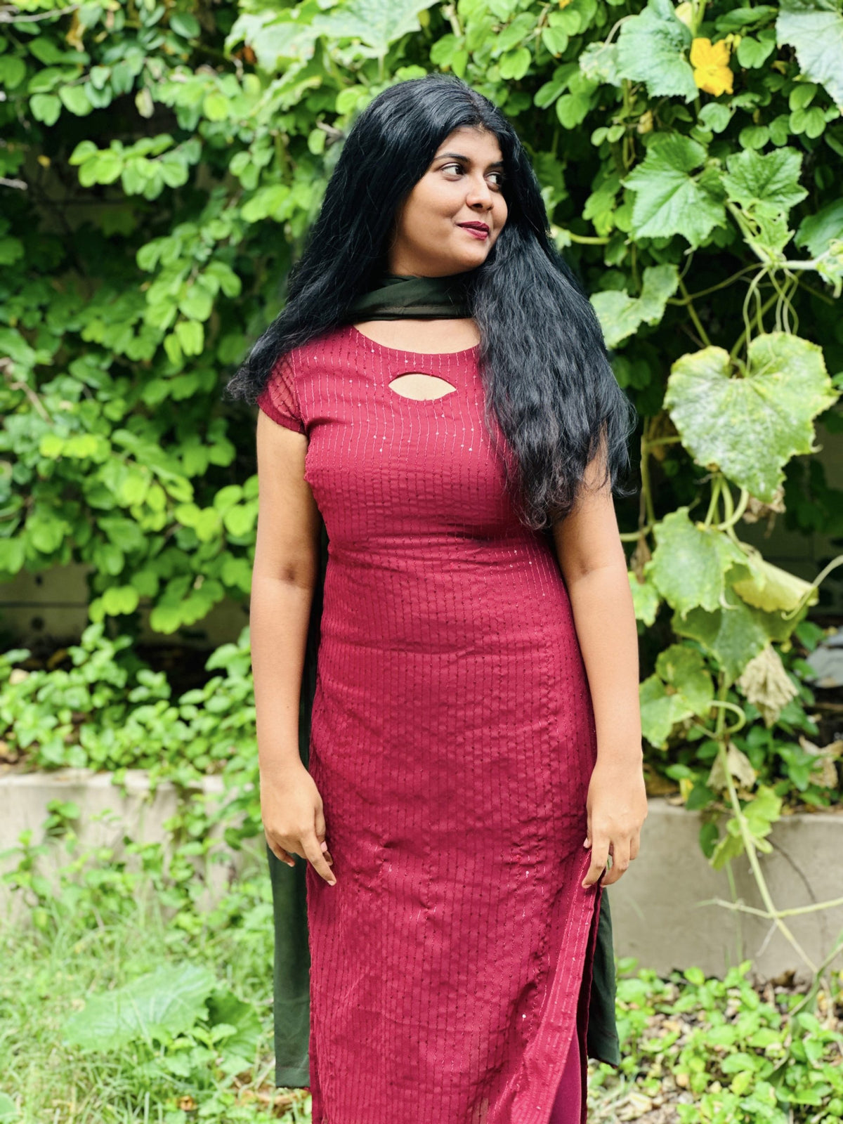 Maroon georgette embroidered kurti in Georgette – Kurta Set by Dharvi by Rachana