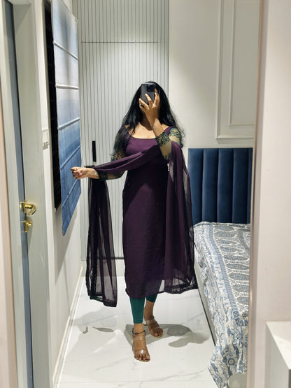 Deep purple Georgette kurta
