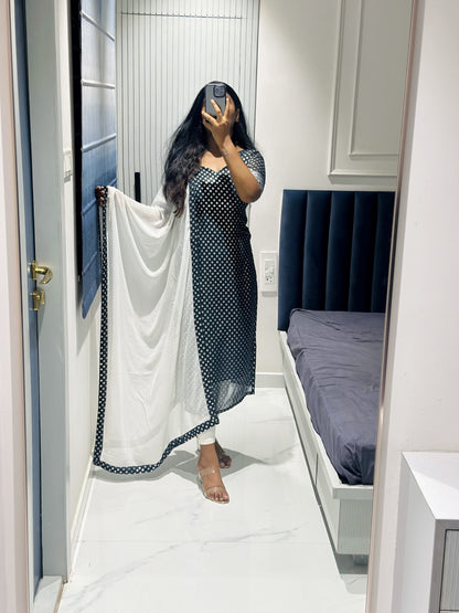 Blackish green butta printed kurta set