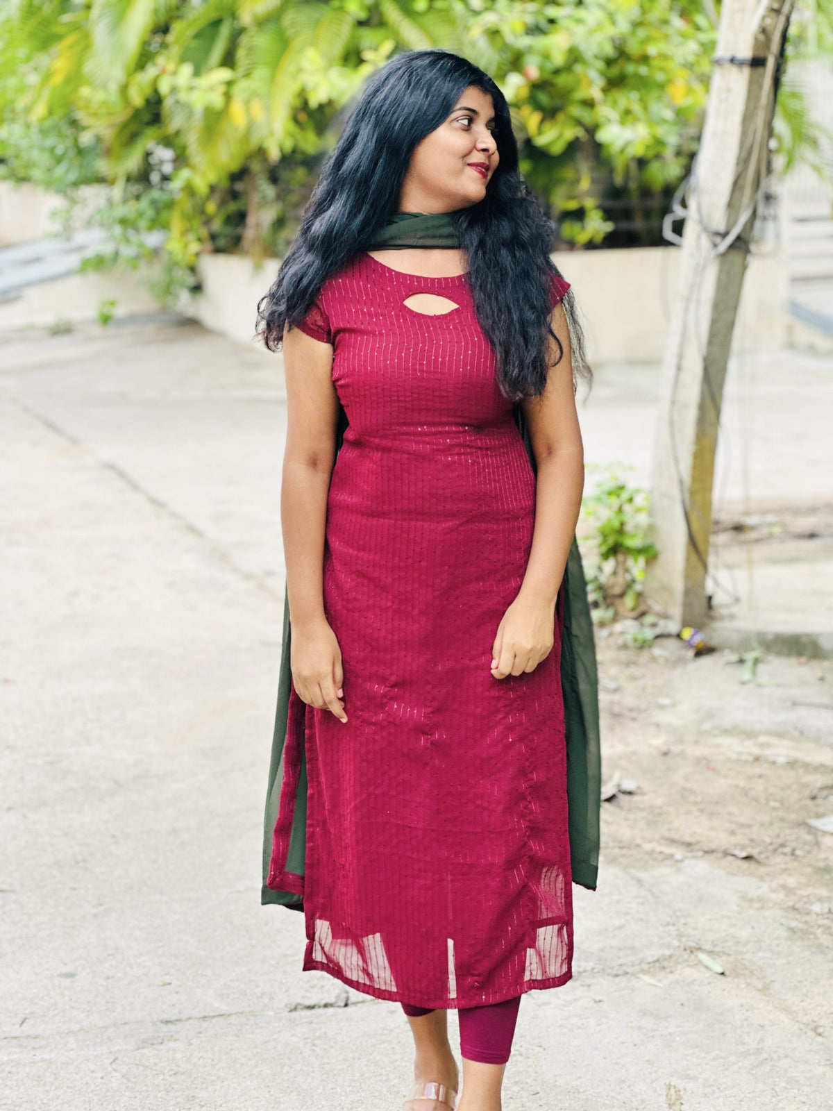 Maroon georgette embroidered kurti in Georgette – Kurta Set by Dharvi by Rachana (view 3)