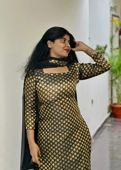 Black corset Banarasi kurti