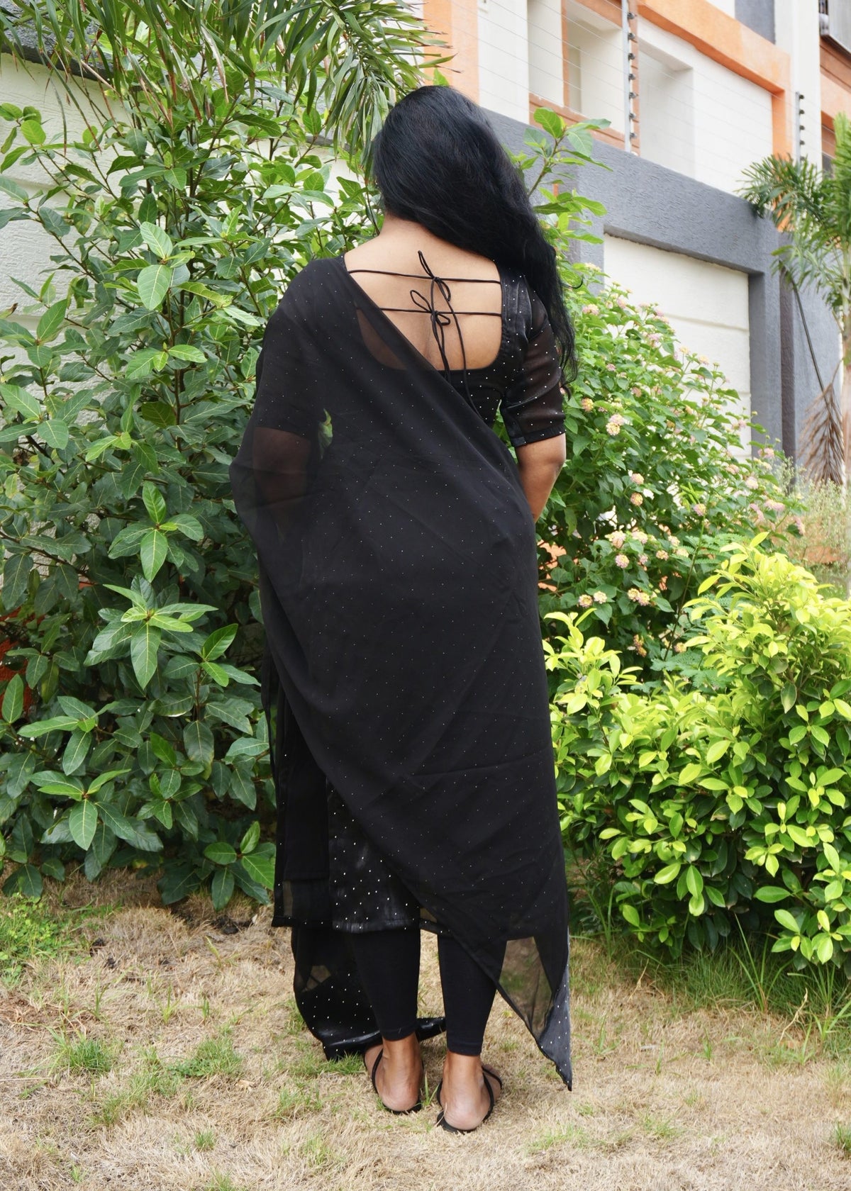 Black viscose tissue set in Viscose Tissue – Kurta Set by Dharvi by Rachana