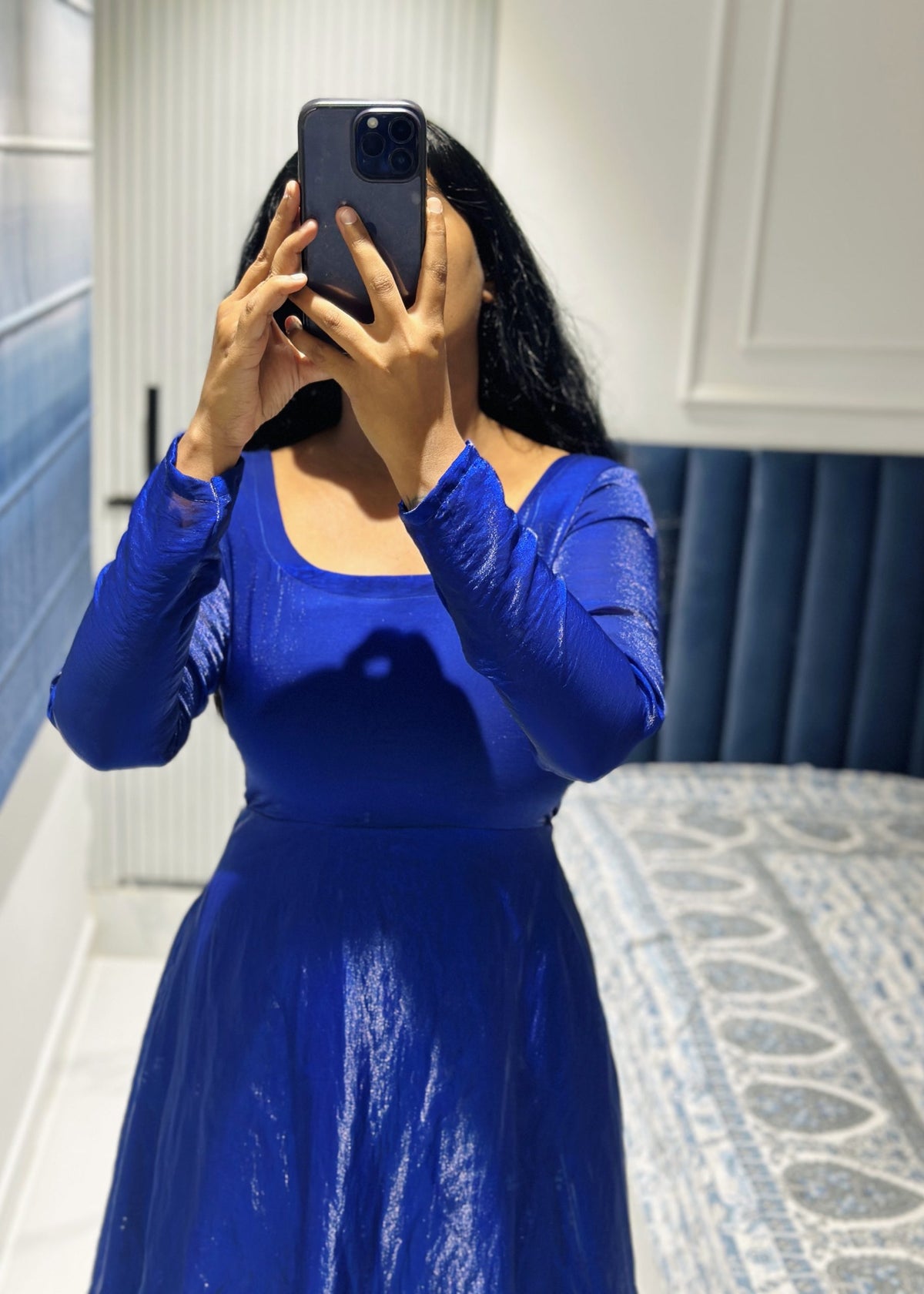 Royal blue space silk Anarkali in Space Silk – Anarkali Set by Dharvi by Rachana (view 4)