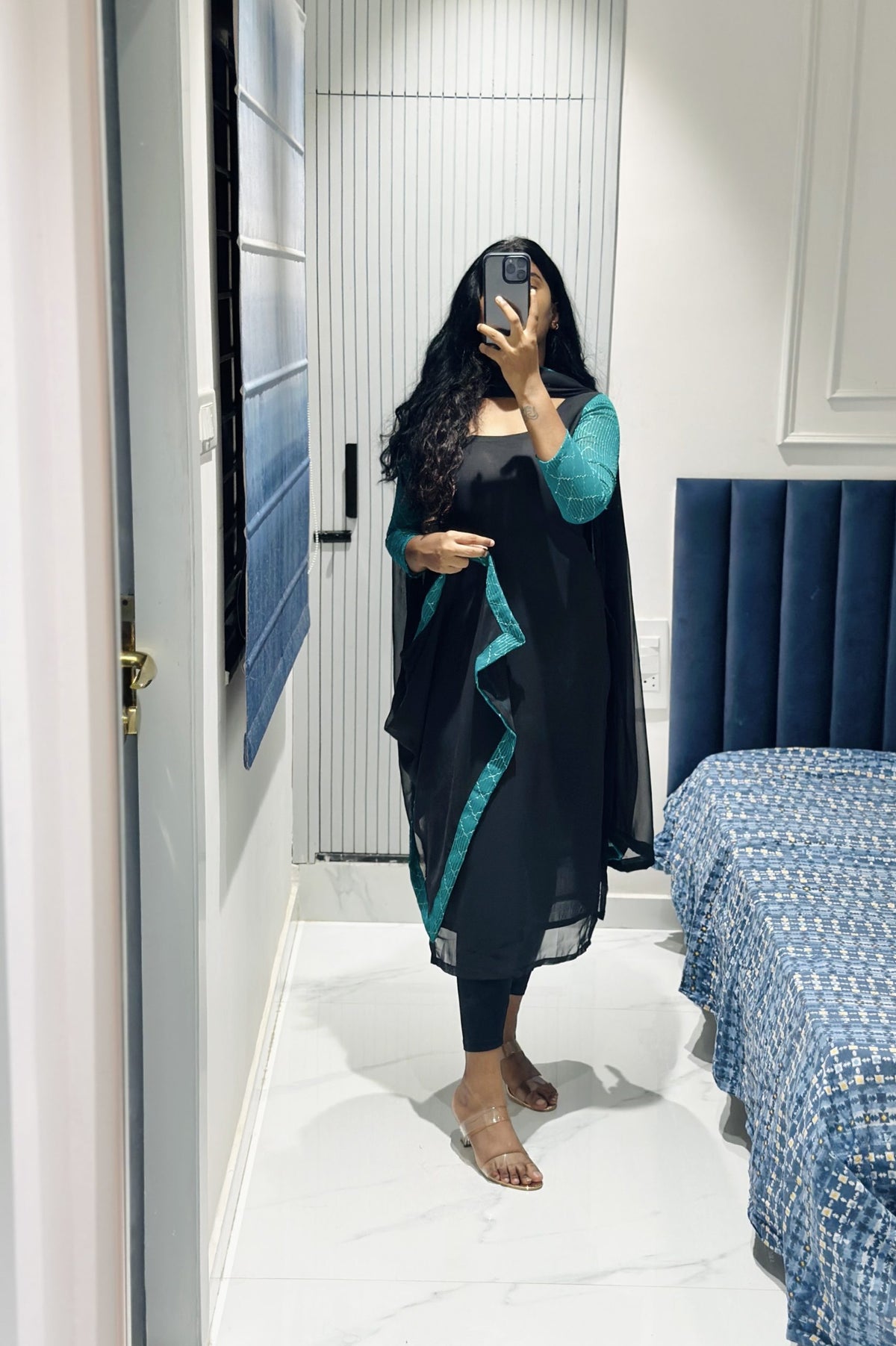 Black chiffon Kurti in Georgette – Kurta Set by Dharvi by Rachana (view 5)