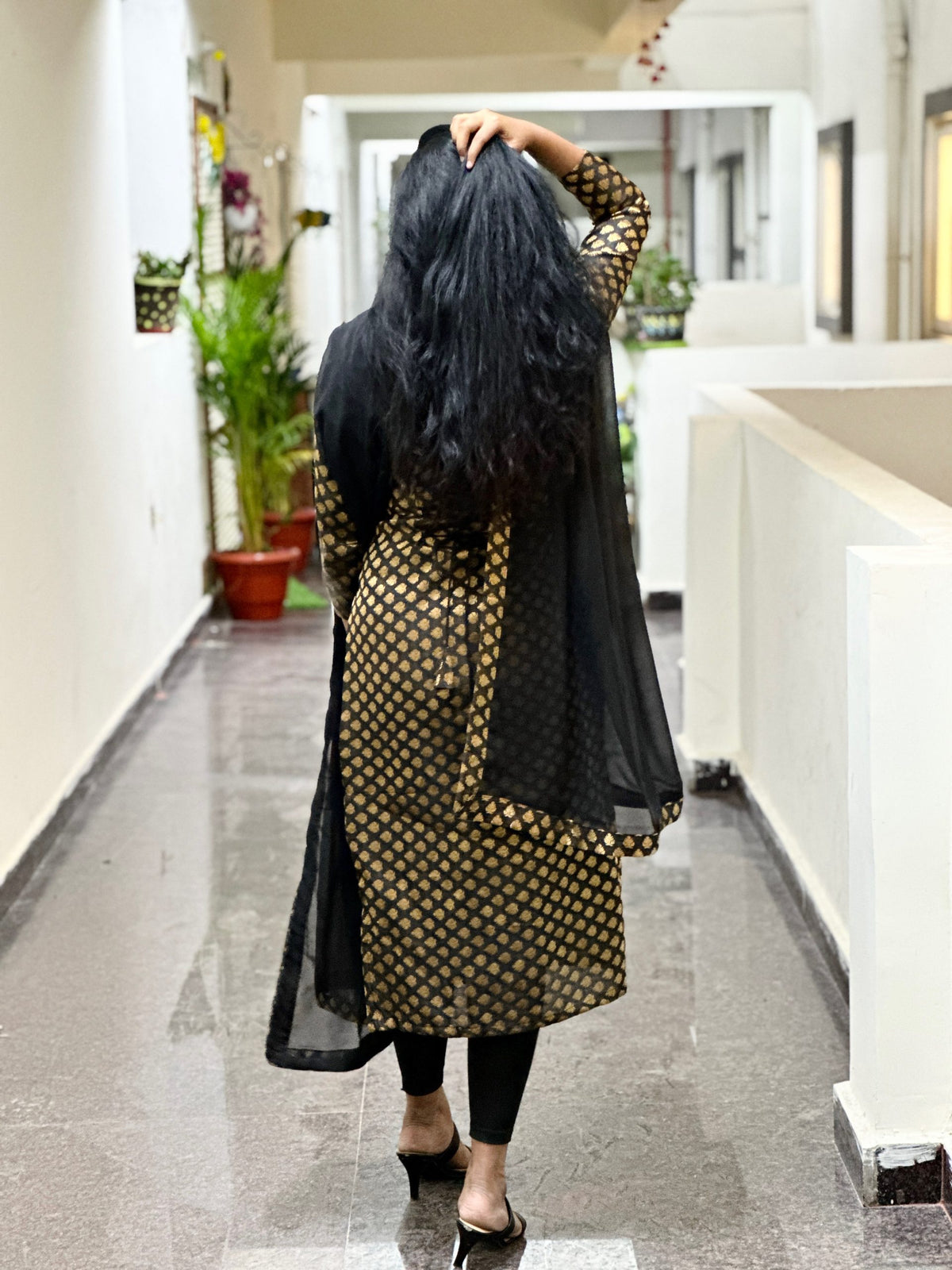 Black corset Banarasi kurti in Banarasi – Kurta Set by Dharvi by Rachana (view 5)