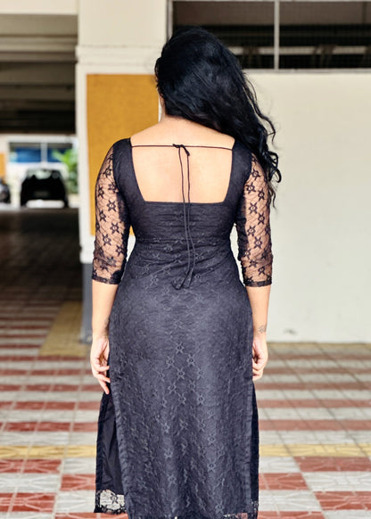 Black Soft Net lace kurti set