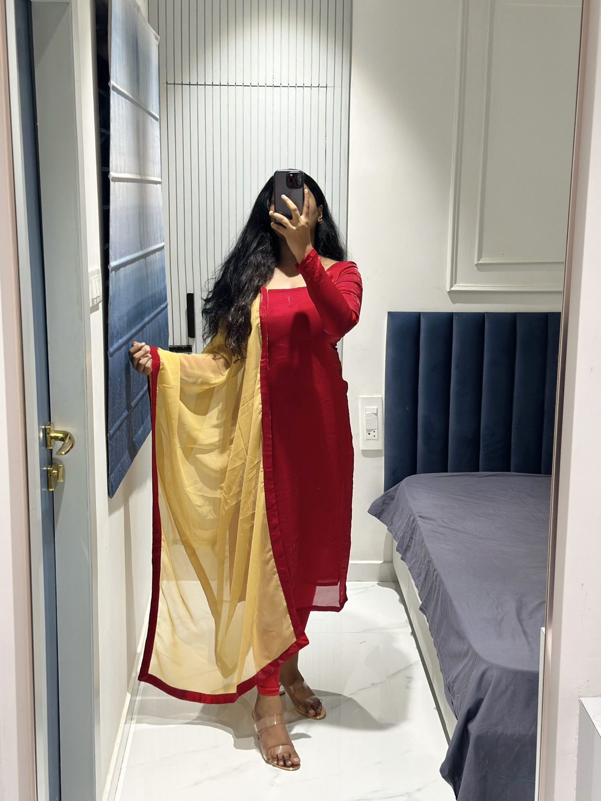 Red space silk kurta in Space Silk – Kurta Set by Dharvi by Rachana