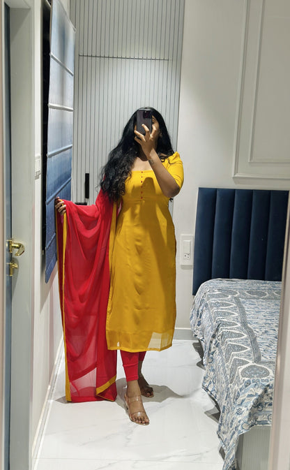 Mustard yellow georgette set