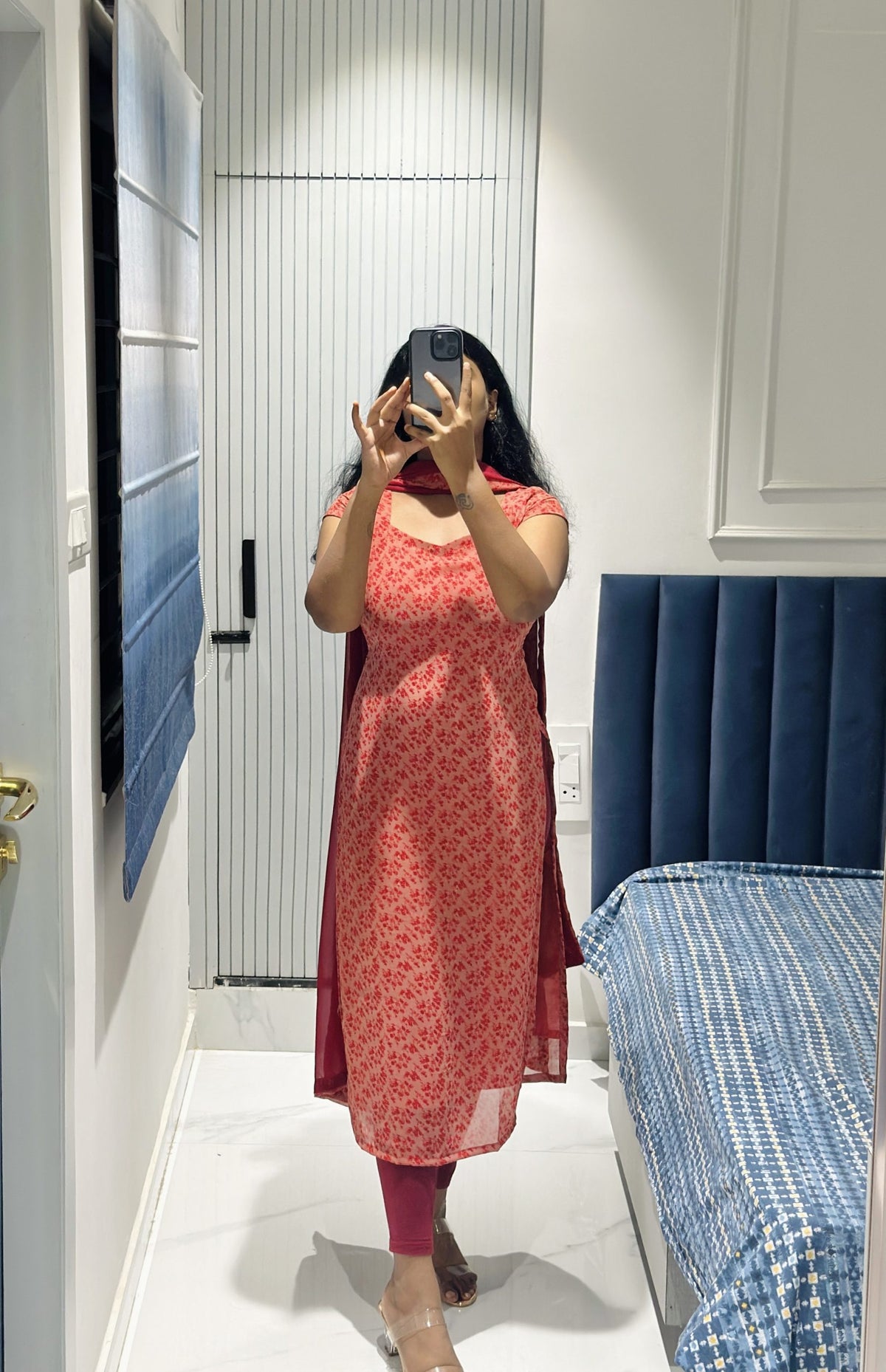 Peach maroon chiffon kurti in Chiffon – Kurta Set by Dharvi by Rachana (view 2)