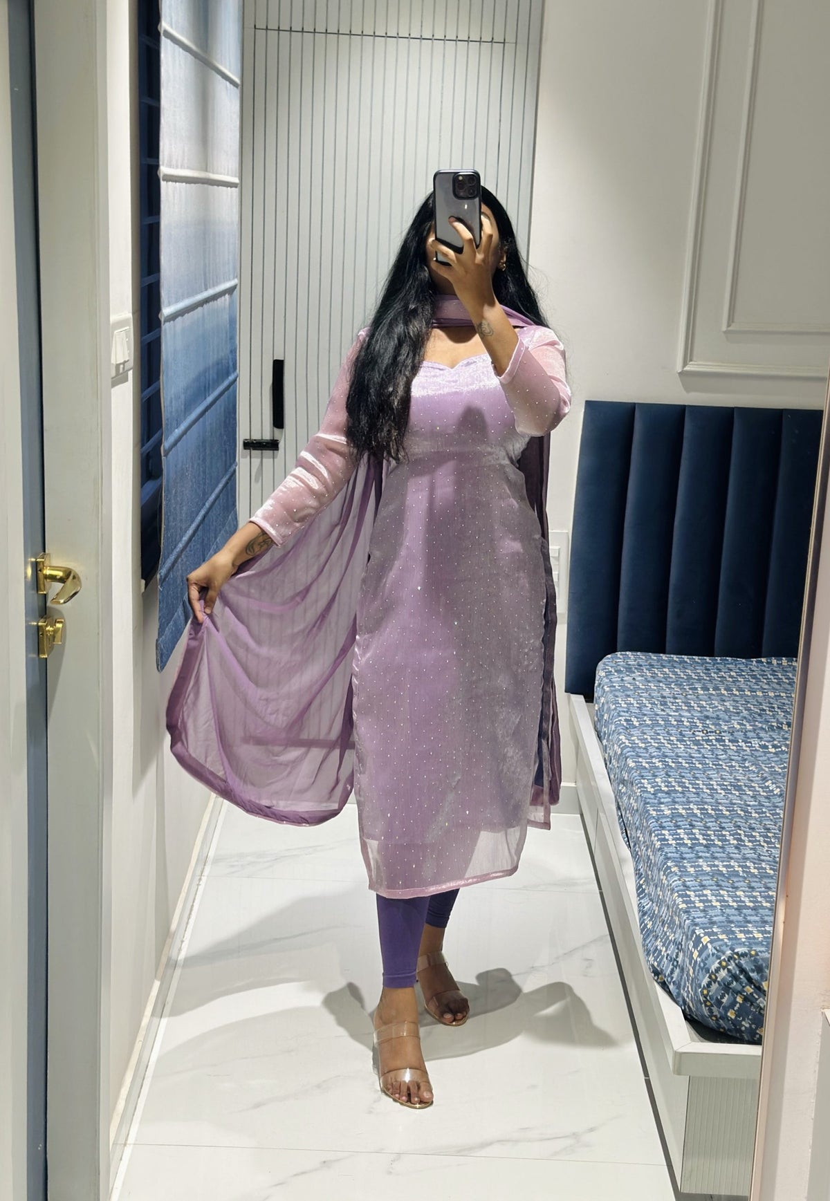Lavender viscose tissue kurta in Viscose Tissue – Kurta Set by Dharvi by Rachana