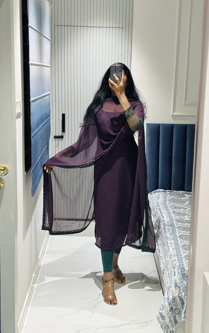Deep purple Georgette kurta