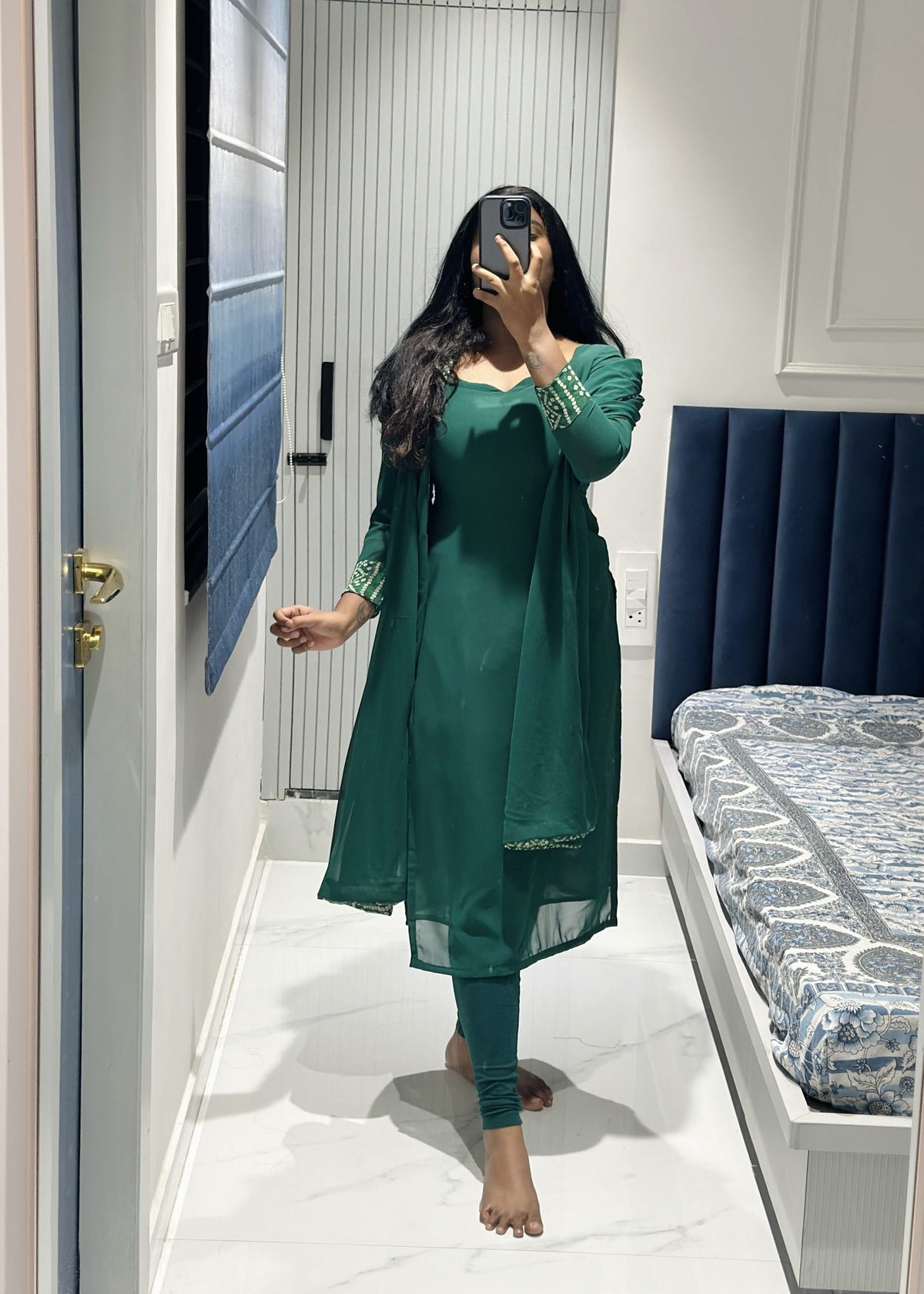 Green plain chiffon kurti in Chiffon – Kurta Set by Dharvi by Rachana
