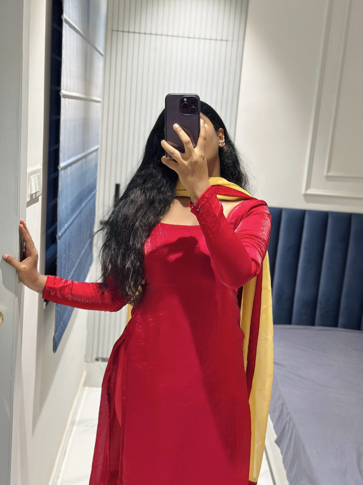 Red space silk kurta in Space Silk – Kurta Set by Dharvi by Rachana (view 4)