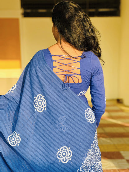 Blue cotton batik suit set