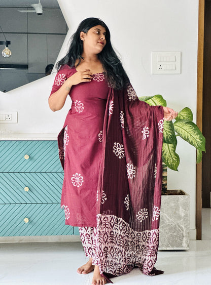 Brown batik cotton set