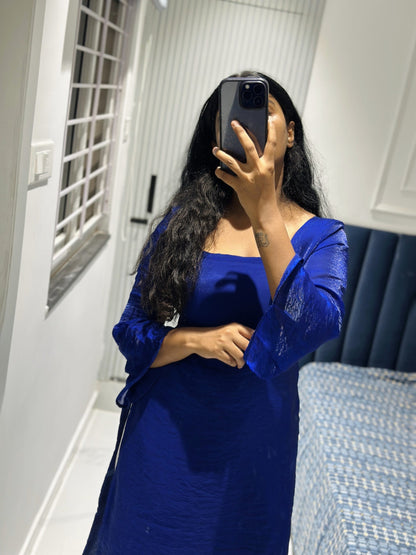 Royal blue bell sleeves kurti