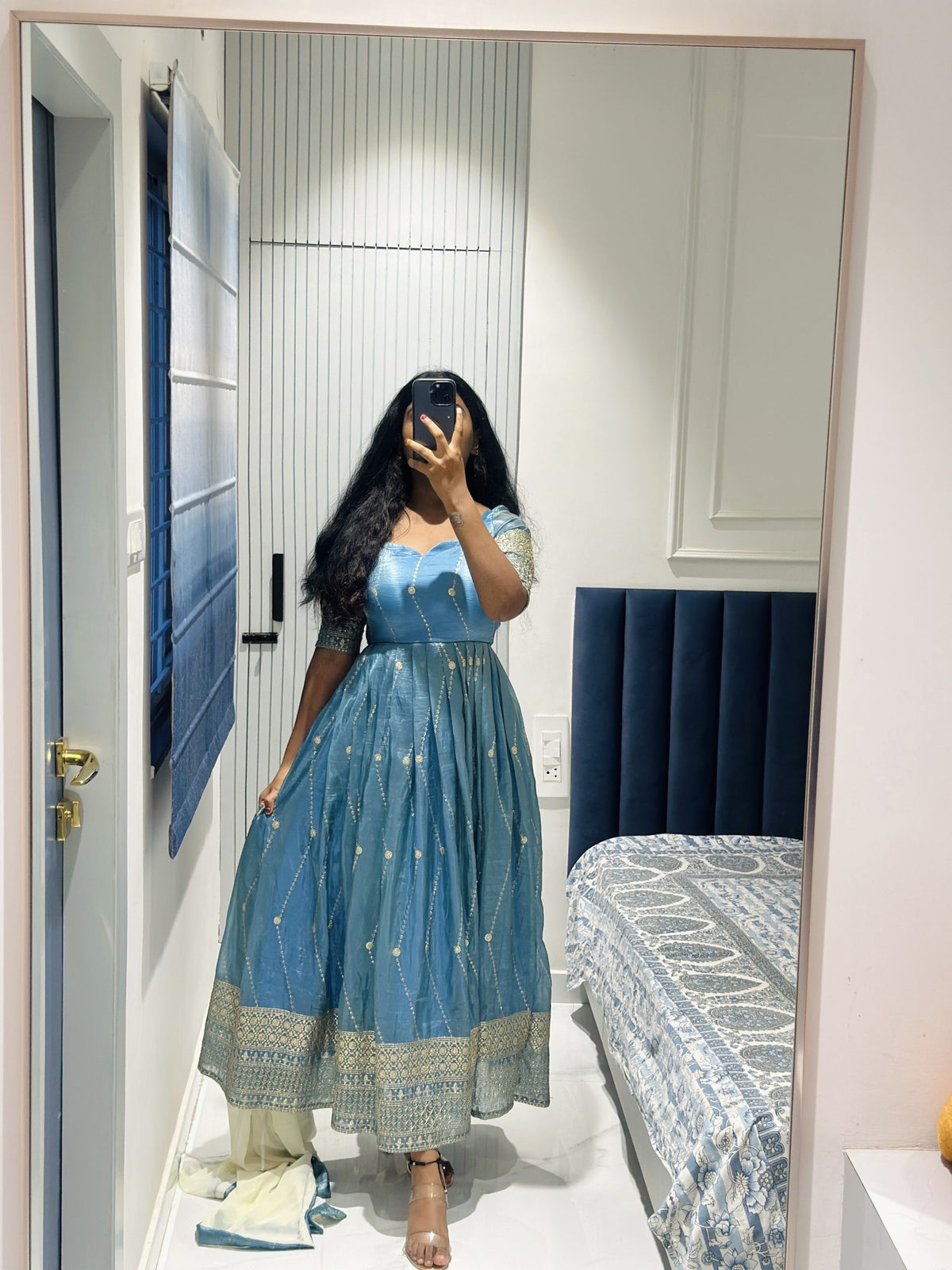 Powder blue Anarkali in Space Silk – Anarkali Set by Dharvi by Rachana (view 3)
