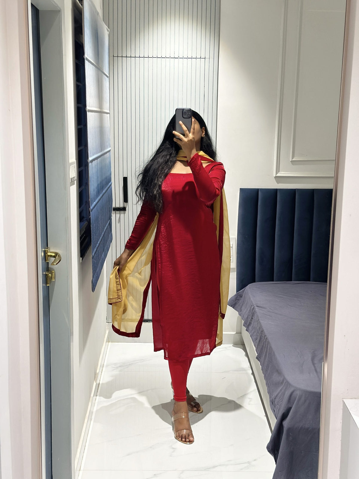 Red space silk kurta in Space Silk – Kurta Set by Dharvi by Rachana