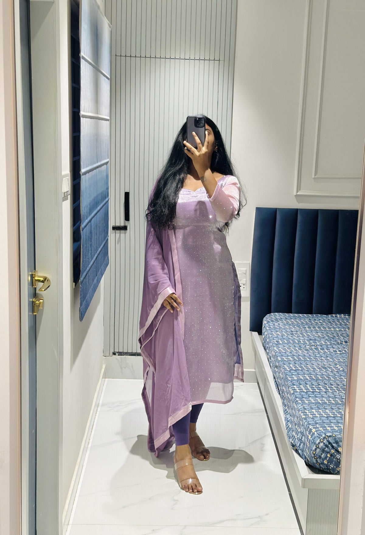 Lavender viscose tissue kurta in Viscose Tissue – Kurta Set by Dharvi by Rachana