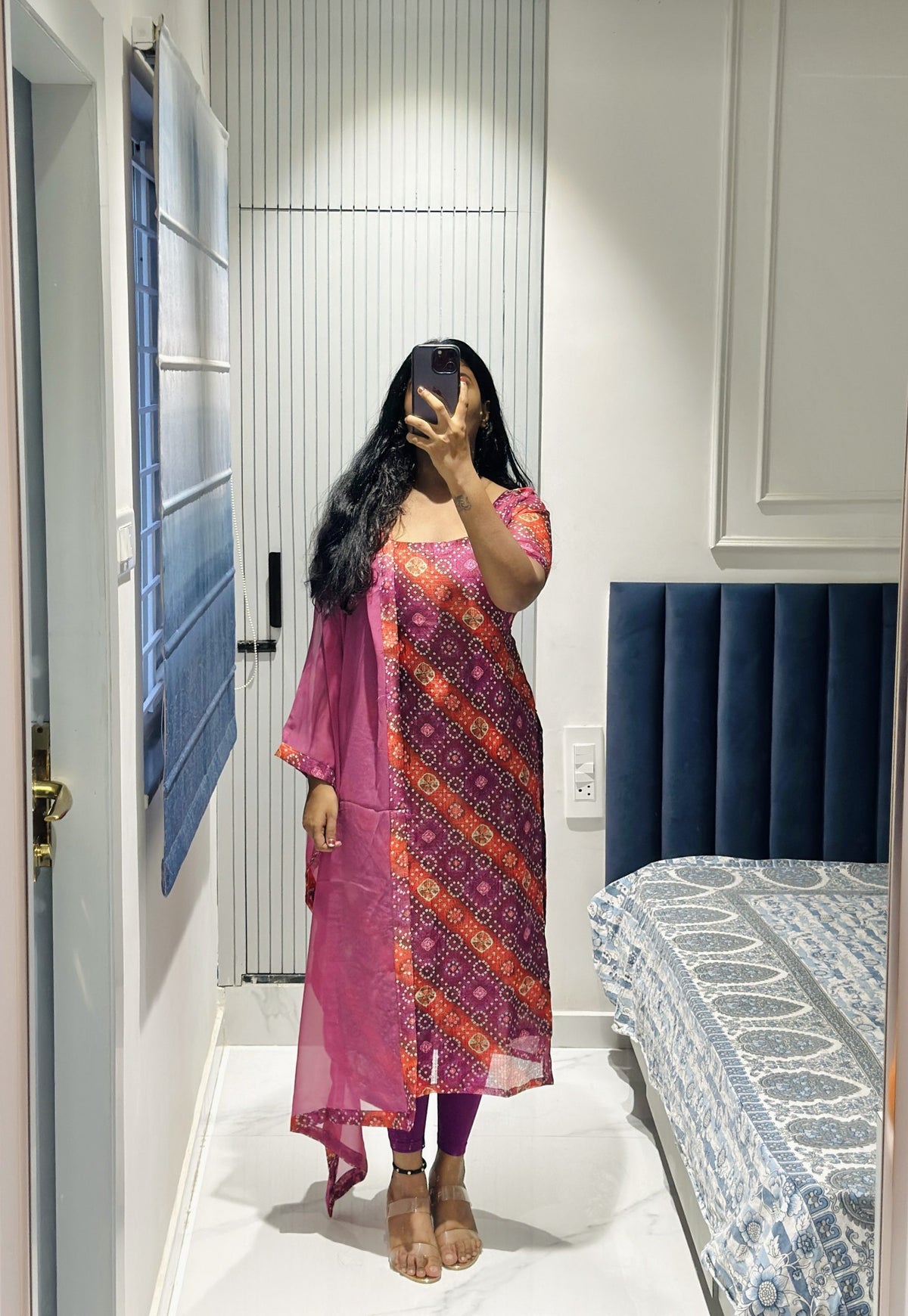 Purple orange Kota kurta in Kota – Kurta Set by Dharvi by Rachana (view 2)