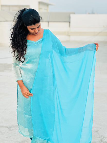 Light blue viscose tissue kurti