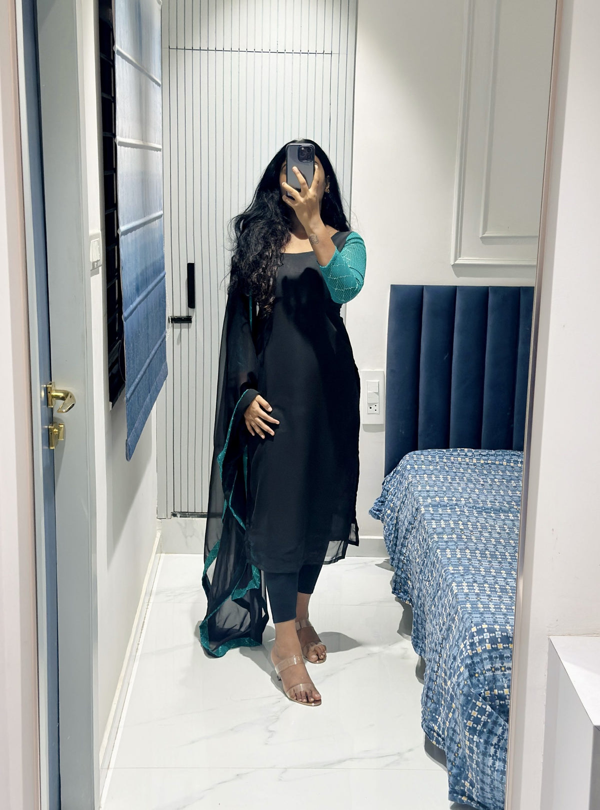 Black chiffon Kurti in Georgette – Kurta Set by Dharvi by Rachana (view 3)
