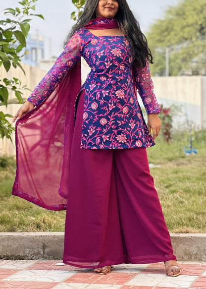 Neela purple kurta palazzo set