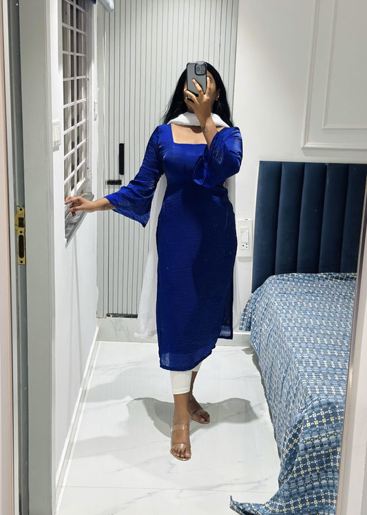 Royal blue bell sleeves kurti in Space Silk – Kurta Set by Dharvi by Rachana