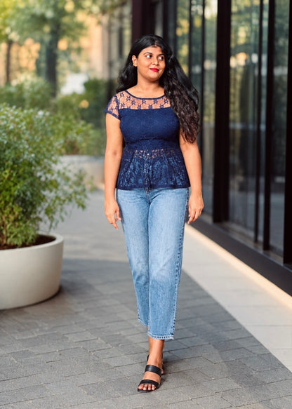 Midnight lace short kurti