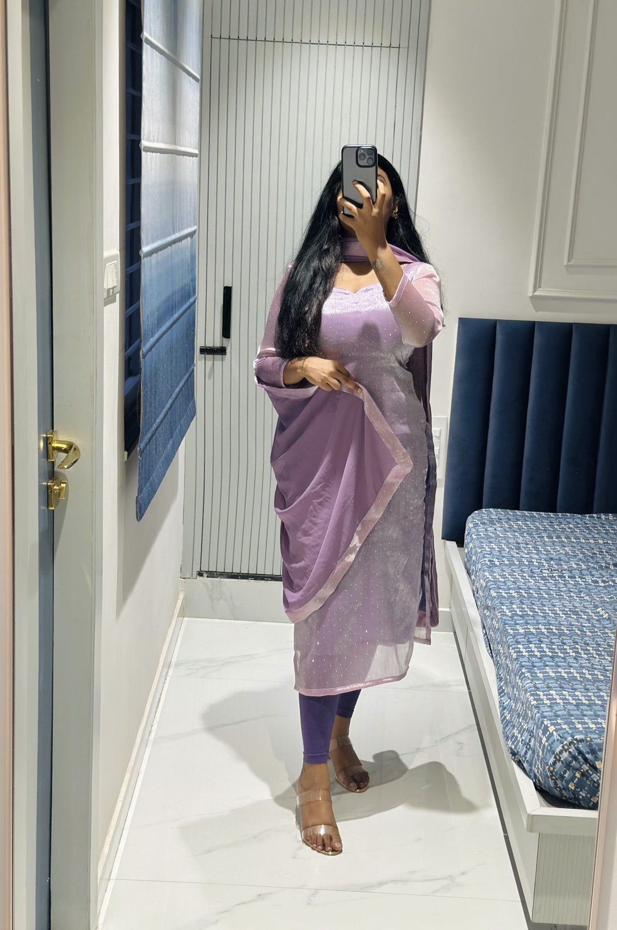 Lavender viscose tissue kurta in Viscose Tissue – Kurta Set by Dharvi by Rachana