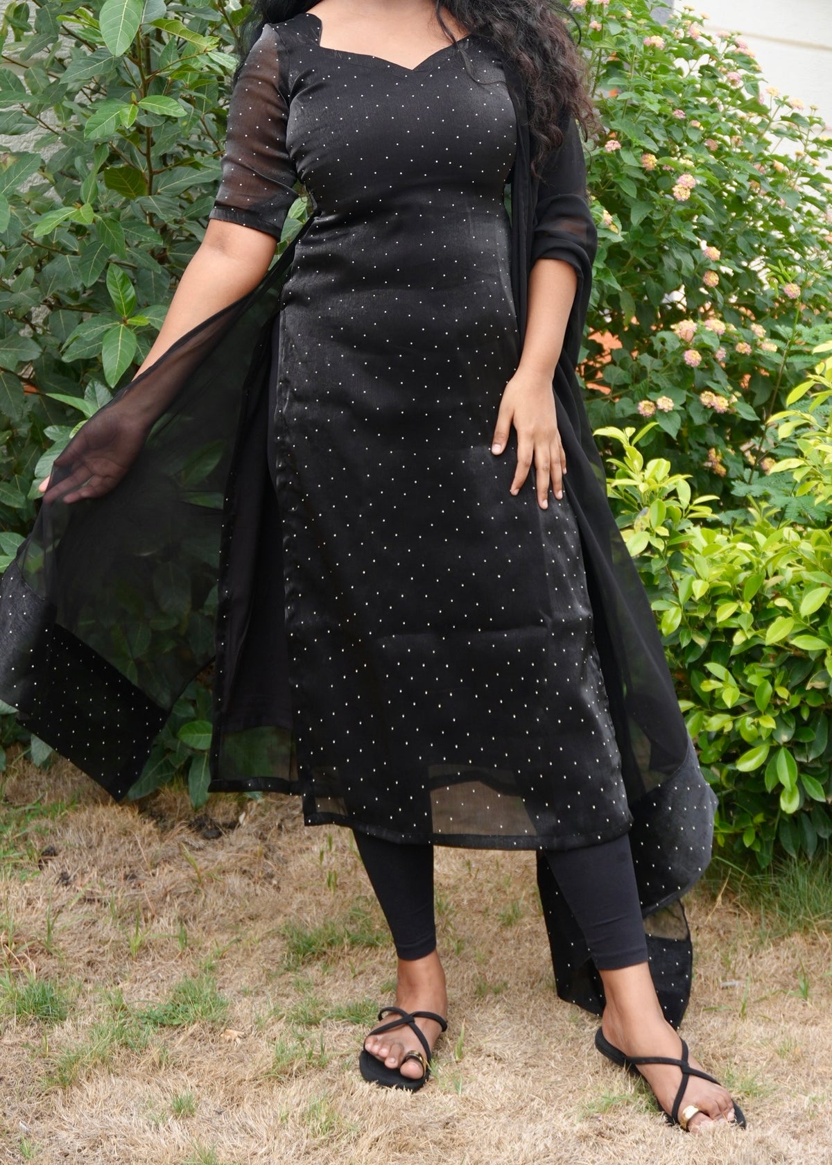 Black viscose tissue set in Viscose Tissue – Kurta Set by Dharvi by Rachana
