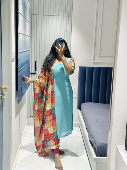 Pastel blue chiffon set