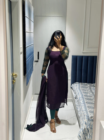 Deep purple Georgette kurta