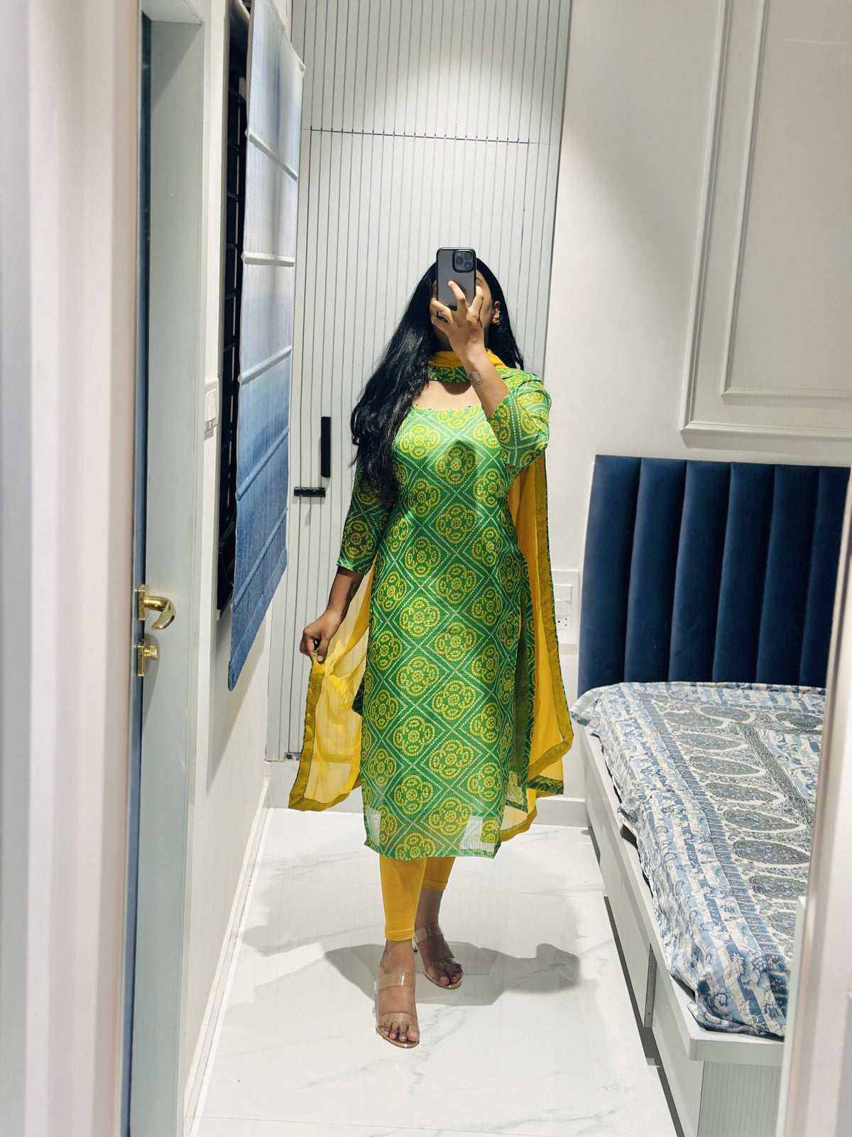 Parrot green Kota set in Kota – Kurta Set by Dharvi by Rachana