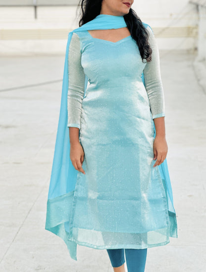 Light blue viscose tissue kurti