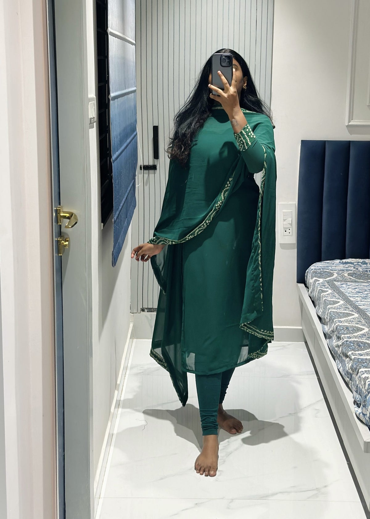 Green plain chiffon kurti in Chiffon – Kurta Set by Dharvi by Rachana (view 3)