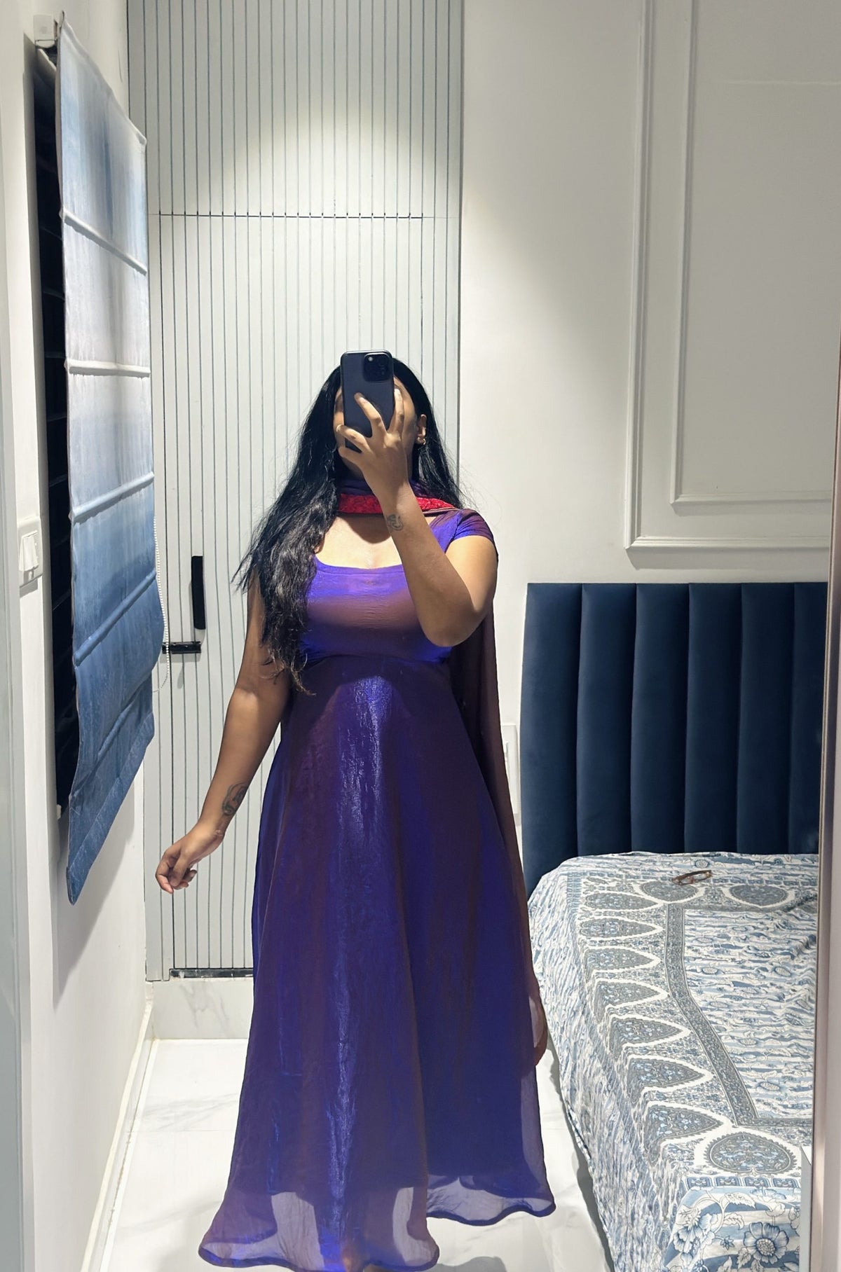 Dark purple space silk anarkali set in Space Silk – Anarkali Set by Dharvi by Rachana